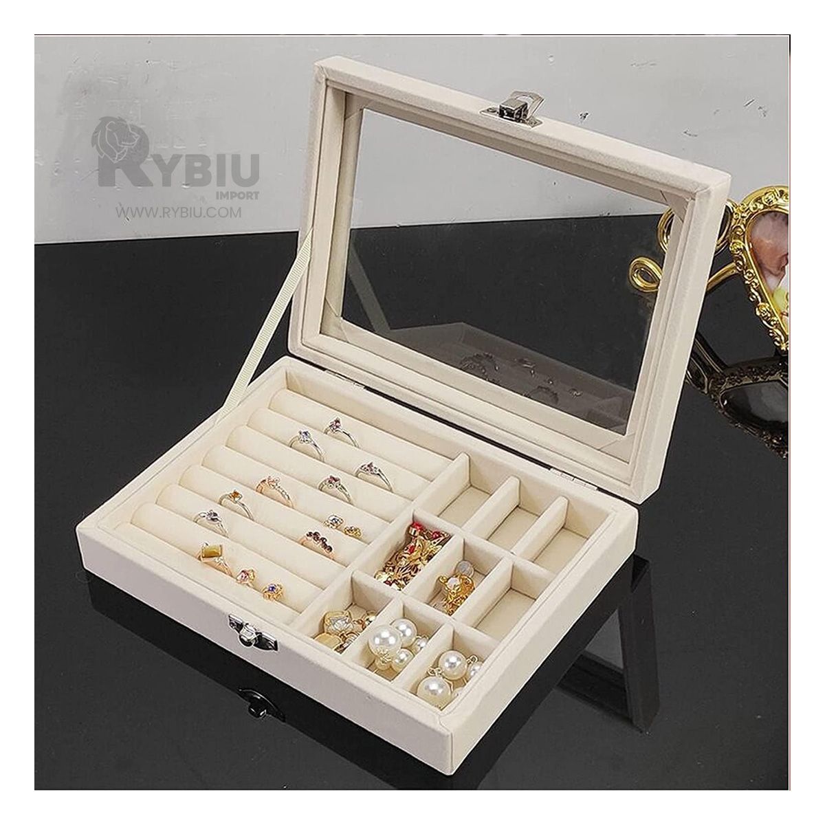 RYBIU IMPORT - Organizador Joyero en Beige Y+MiniAgenda