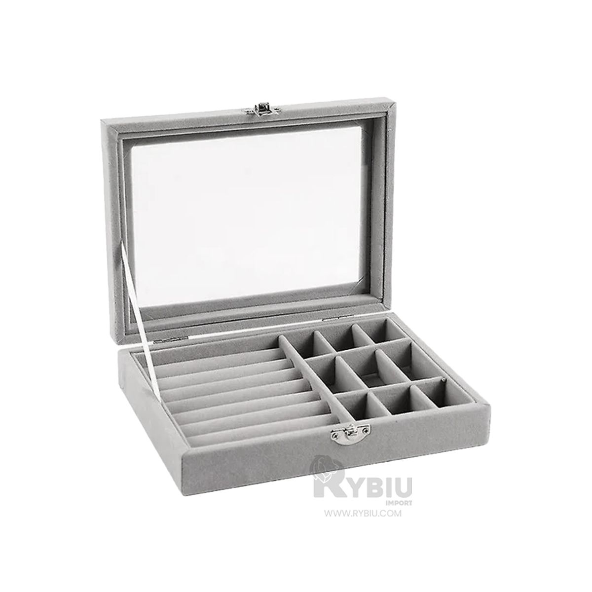 RYBIU IMPORT - Joyero Organizador para Senoritas de Cuero de Color Gris
