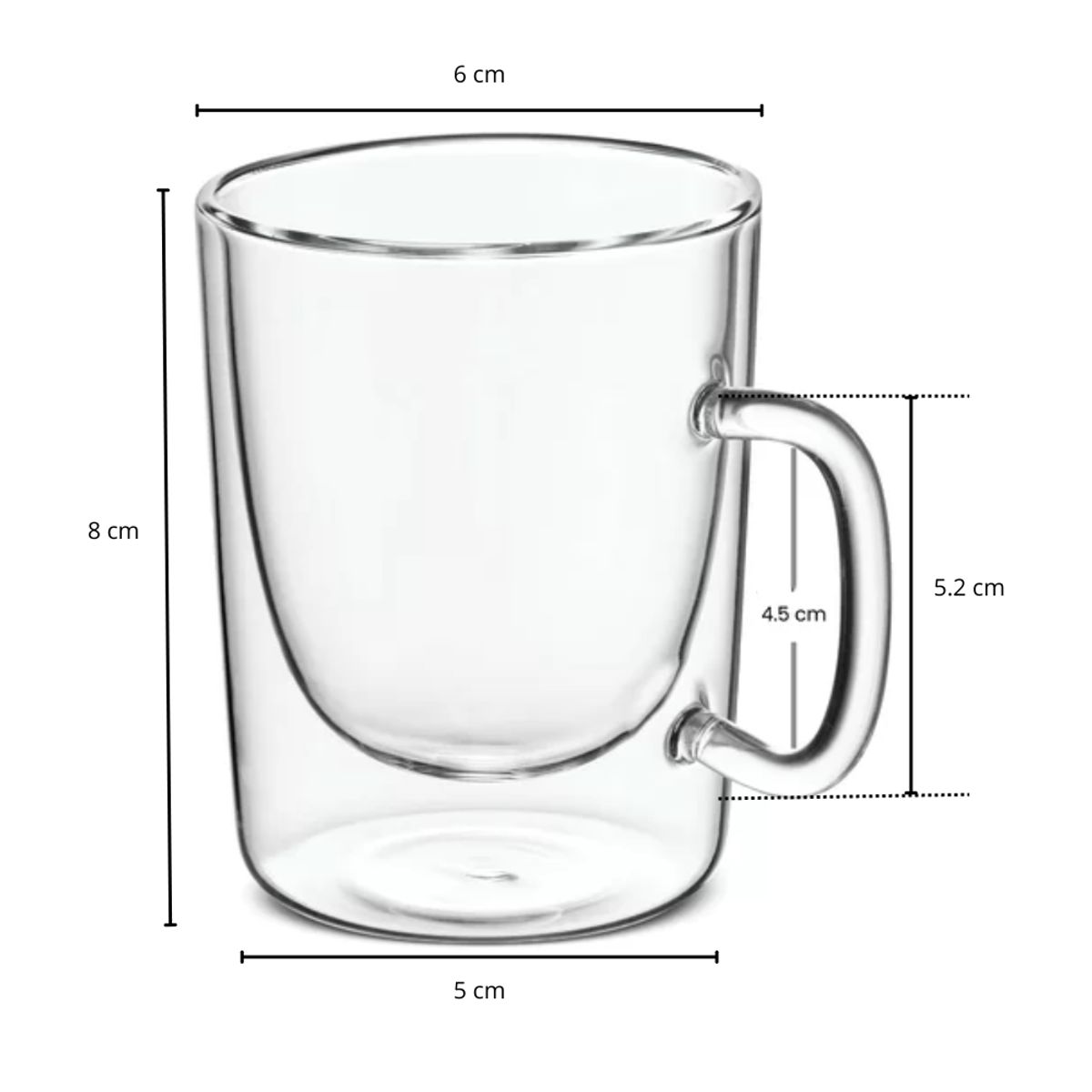 HYGGE - Set de 4 Tazas Alta Recta Doble Pared de Vidrio 90 ml