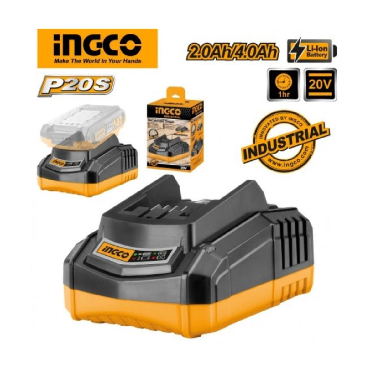 INGCO TOOLS - Cargador rapido inteligente 20v Ingco