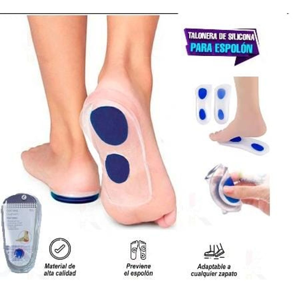 GENERICO - Talonera terapéutica pie plano de gel con arco de silicona