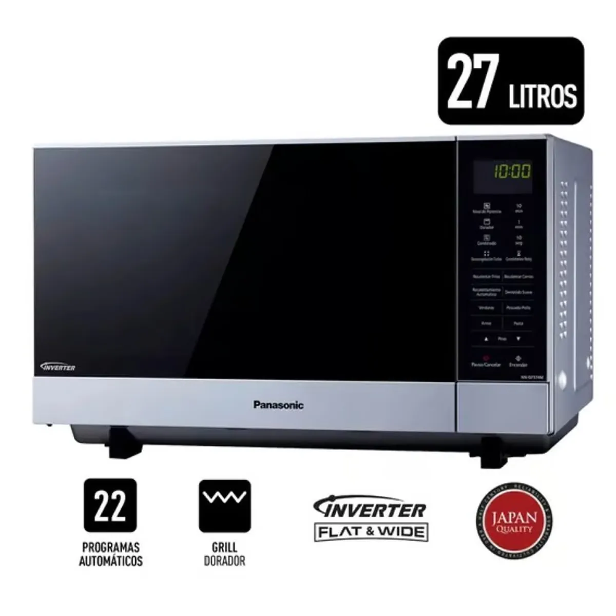 PANASONIC - Horno microondas Panasonic NN-GF574MRPM 27L