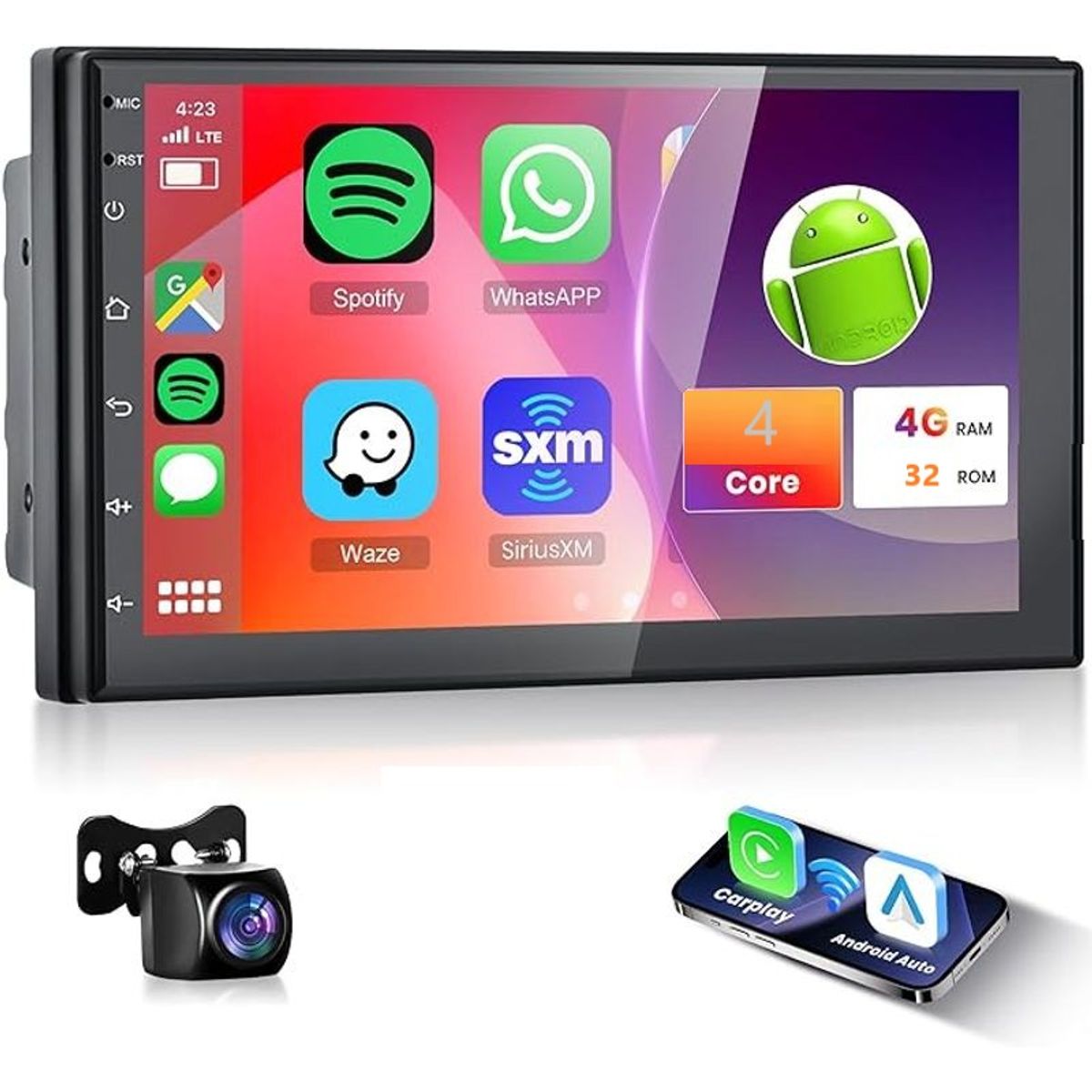 GENERICO - Autoradio Android 7Pulg Carplay +Android Auto USB WIFI BT