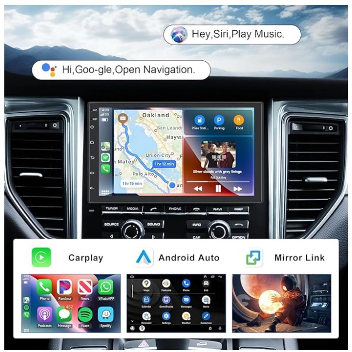 GENERICO - Autoradio Android 7Pulg Carplay +Android Auto USB WIFI BT