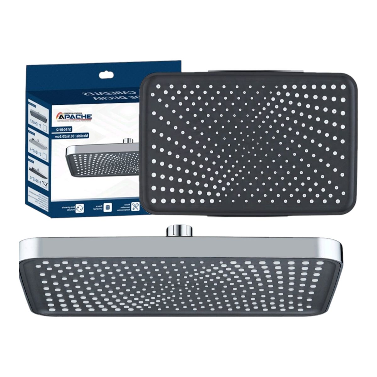 APACHE - Cabeza Ducha Española ABS Rectangular 30x20cm con Brazo de Acero 40cm