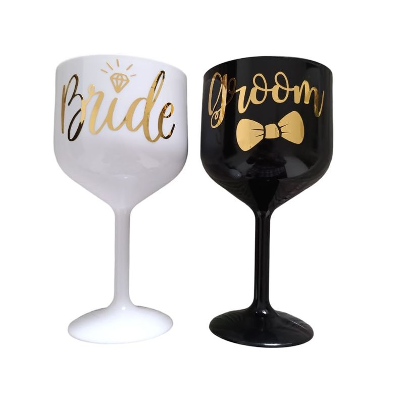 GENERICO - Set x 2 copas gin novia y novio Bride groom despedida de soltera