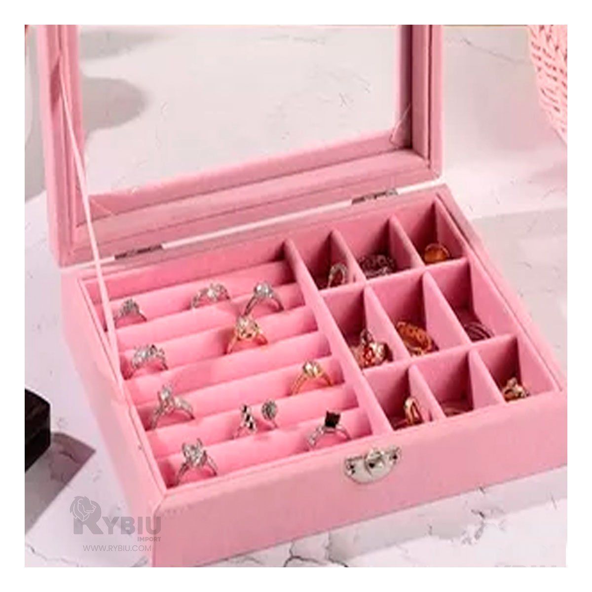 GENERICO - Joyero Movible de Terciopelo en Rosado Y+Regalo Agendita