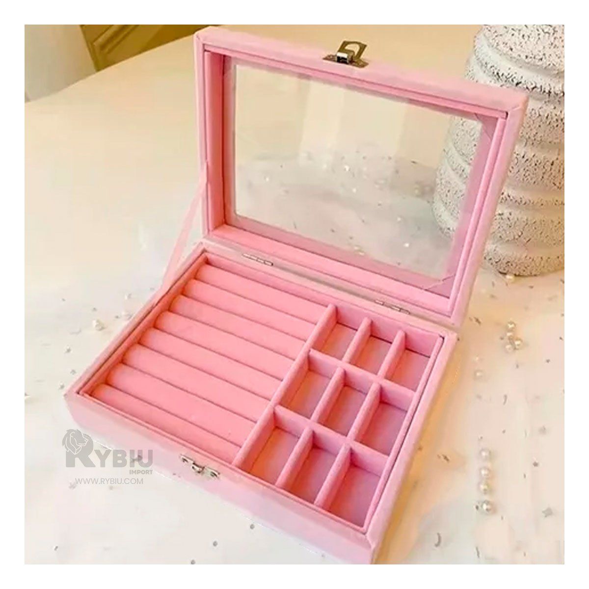 GENERICO - Joyero Clasificador de Cuero en Rosado Y+Regalo Stickers