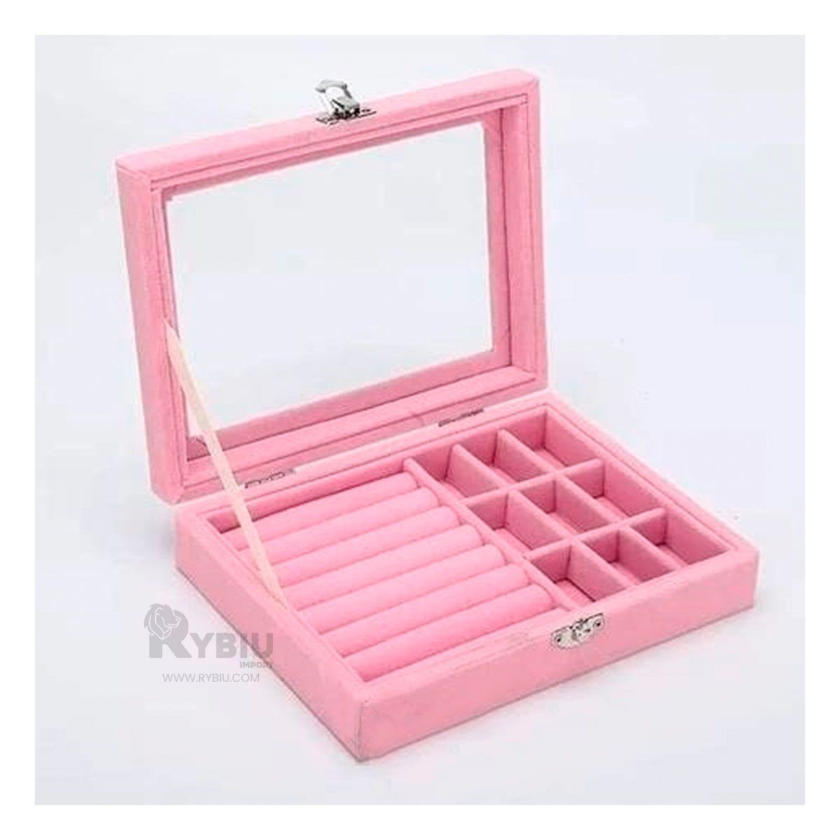 GENERICO - Caja Bonita para Joyas de Cuero Rosado Y+Gift Stickers