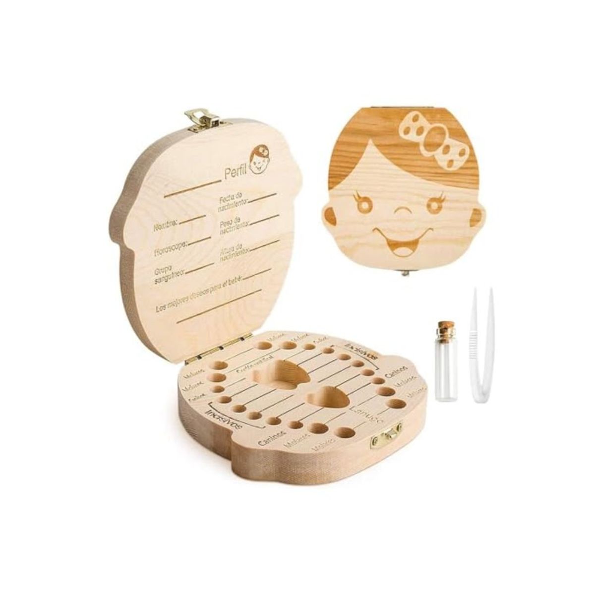 GENERICO - Caja de Madera Porta Diente Para Niñas