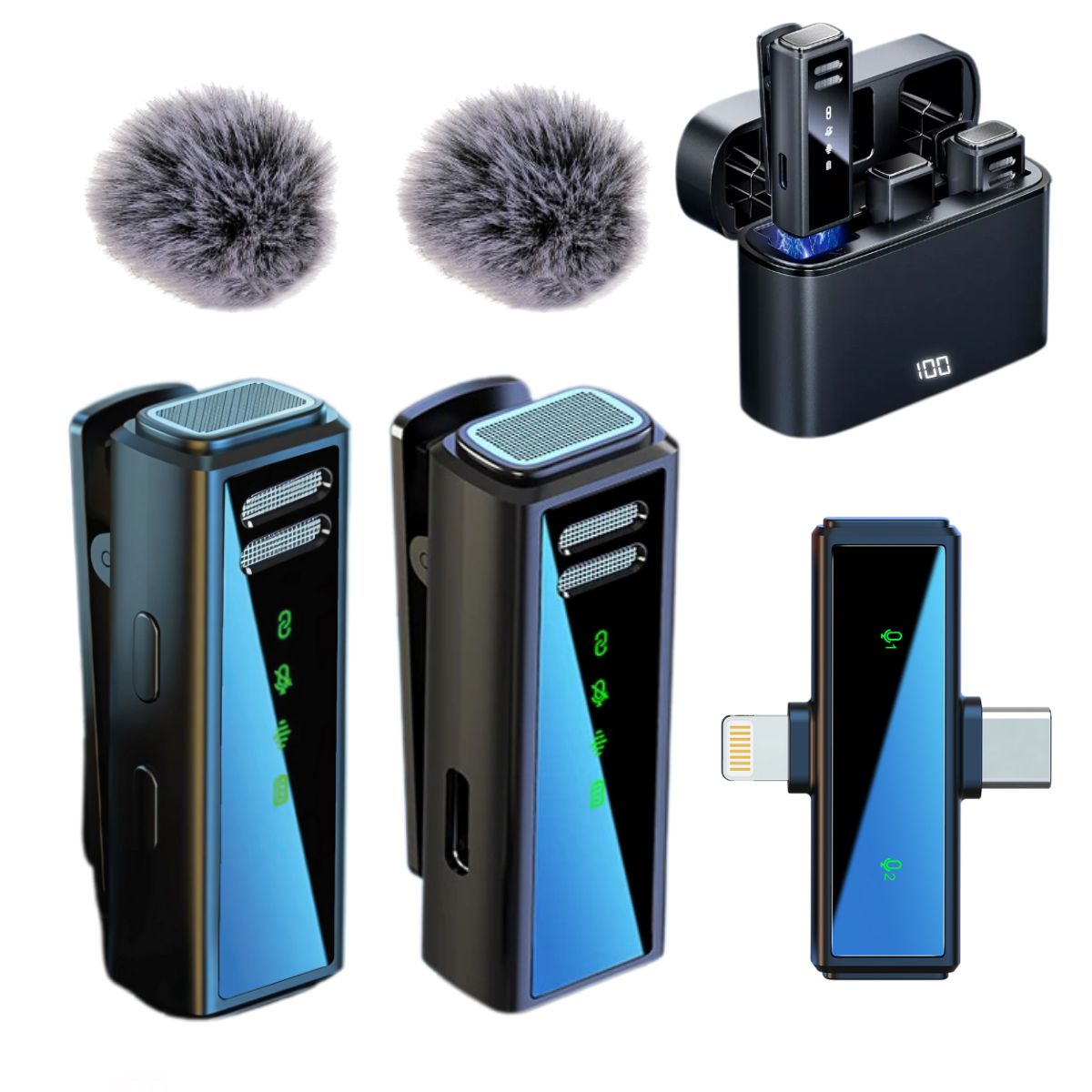 GENERICO - Microfono Inalambrico J88 Solapero Dual 2en1 + Estuche Cargador