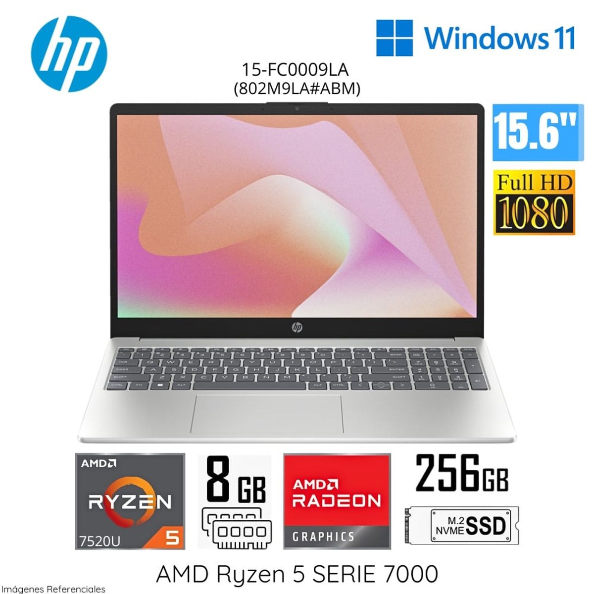 HP - Laptop HP AMD Ryzen 5-7520U 8GB RAM 256GB SSD 156 FHD 15-FC0009LA