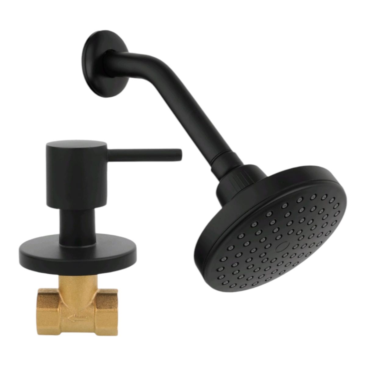 GENERICO - Combo de Ducha ABS 11cm brazo de 18cm con llave Aleta Negro Mate