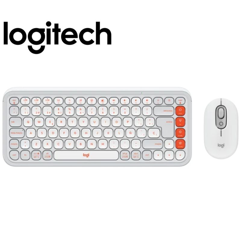 LOGITECH - Teclado Logitech + Mouse Pop Icon Bluetooth Wireless White