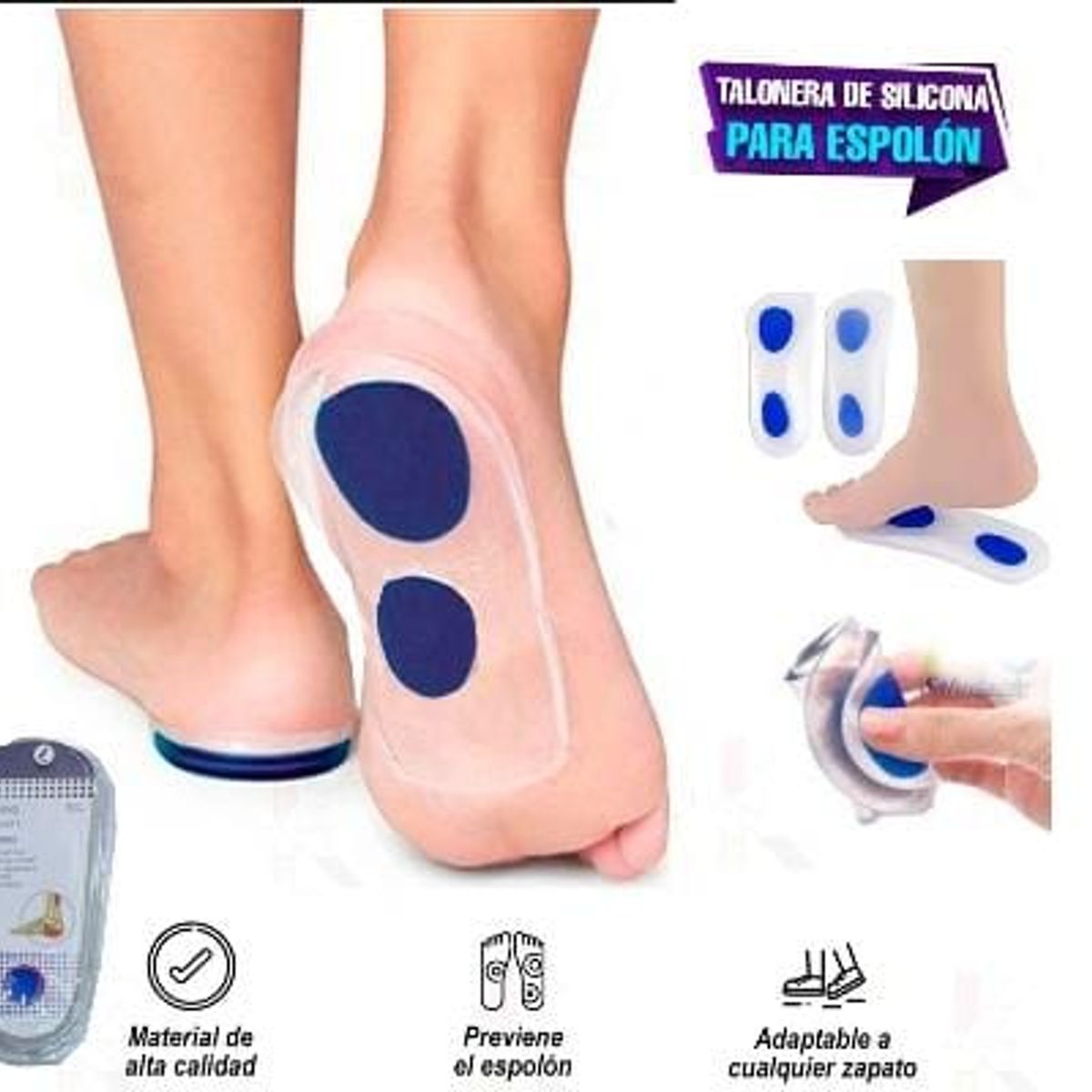 GENERICO - Talonera terapéutica pie plano de gel con arco de silicona