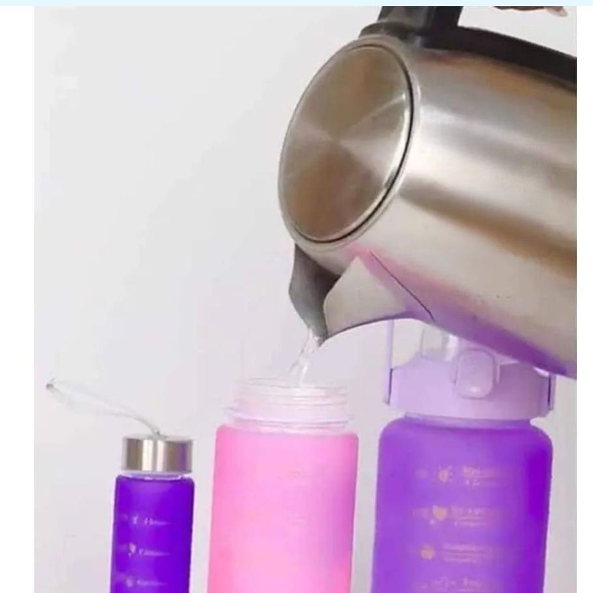 GENERICO - TRIO BOTELLA TOMATODO MOTIVACIONAL CAMBIA COLOR CON ASA SUJETA CELULAR