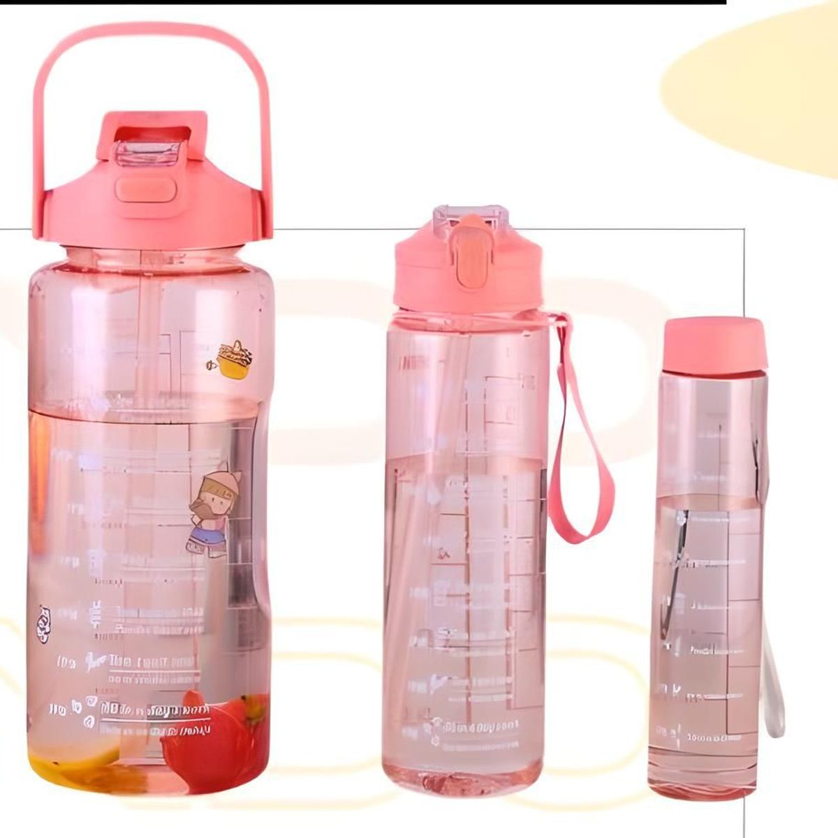 GENERICO - SET TRIO BOTELLAS TOMATODO MOTIVACIONAL CAMBIA COLOR ASA SUJETA CELULAR