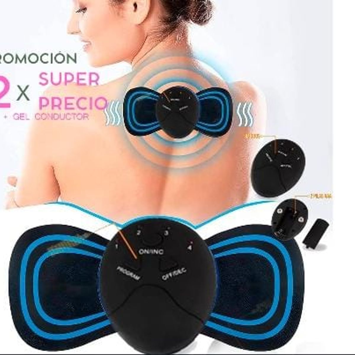 GENERICO - 2 ELECTROMASAJEADOR A PILAS 4 FUNCIONES