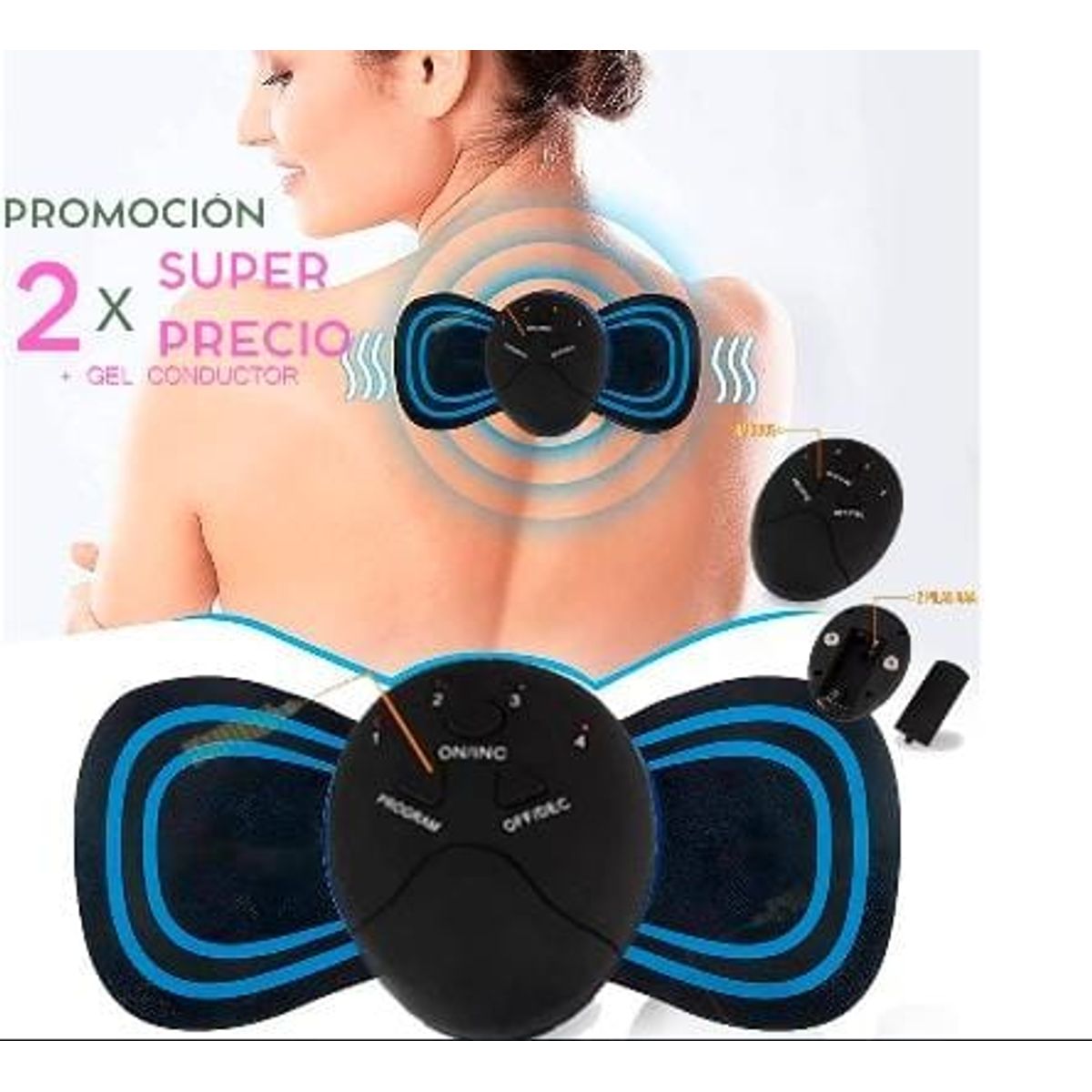 GENERICO - 2 ELECTROMASAJEADOR A PILAS 4 FUNCIONES