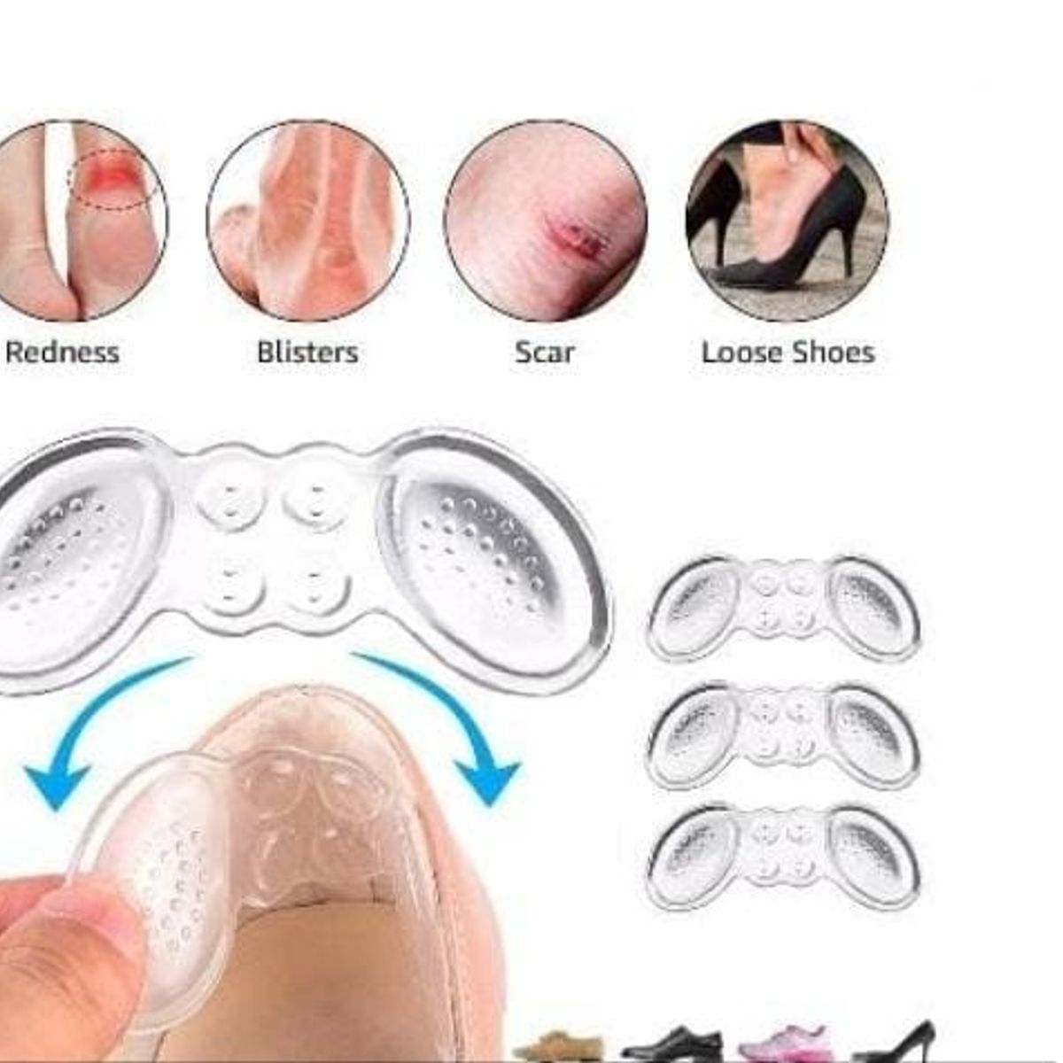 GENERICO - 3 pares protector de talones transparente