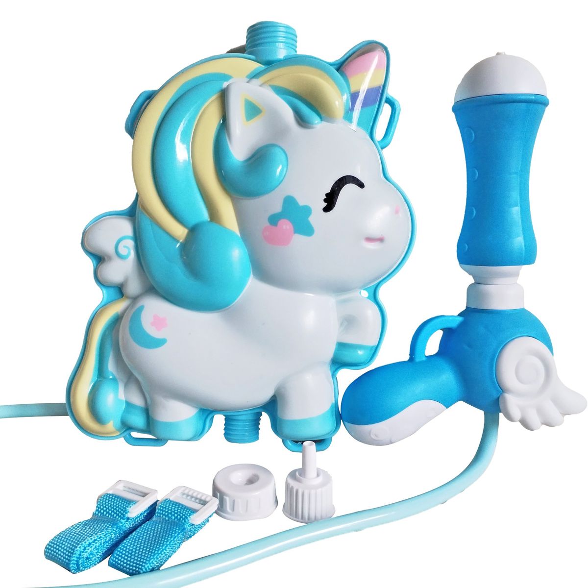 GENERICO - PISTOLA DE AGUA CON CANTIMPLORA UNICORNIO CELESTE - VERANO PLAYA PISCINA