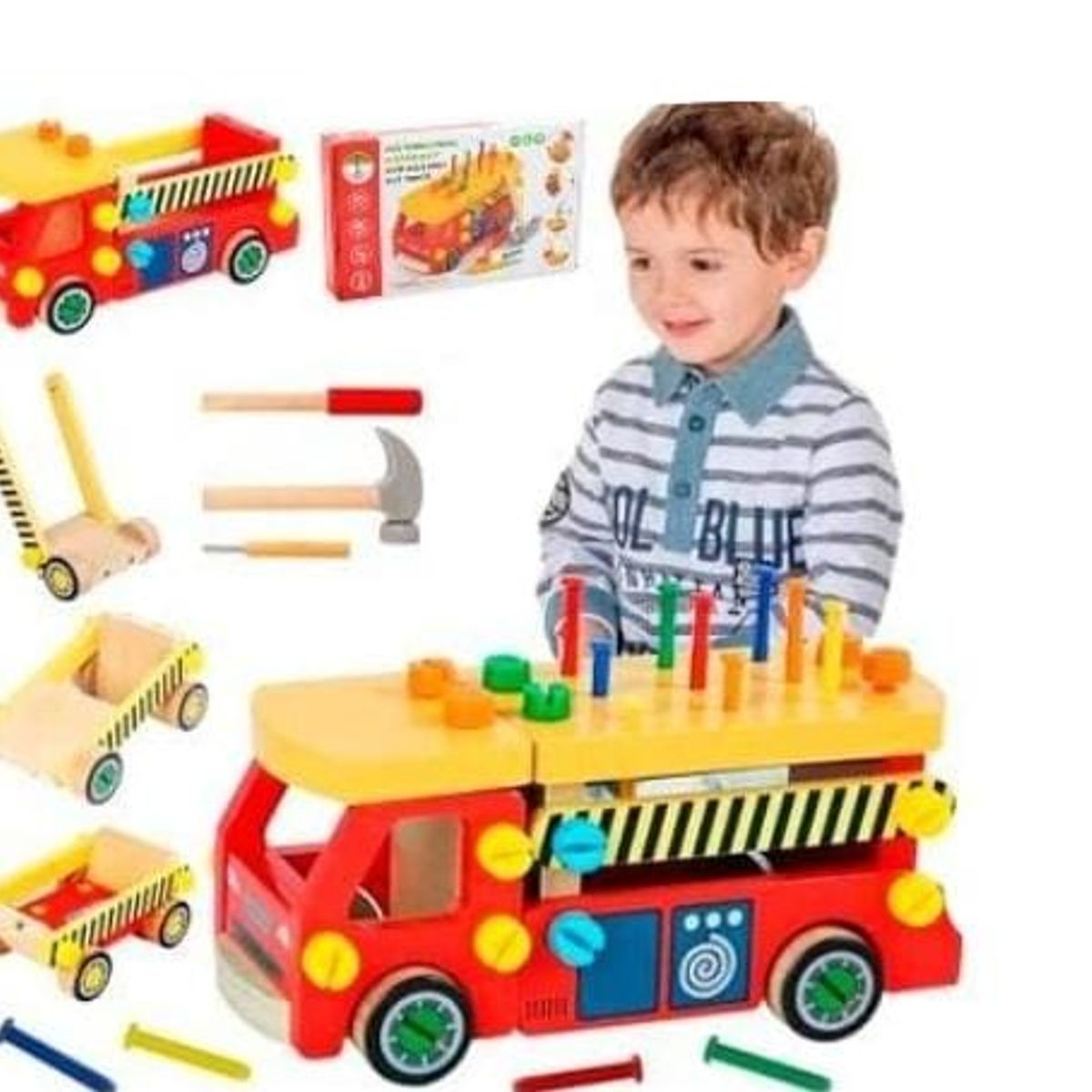 GENERICO - Carrito Tablero Clavijero Destornilladores Didáctico Madera