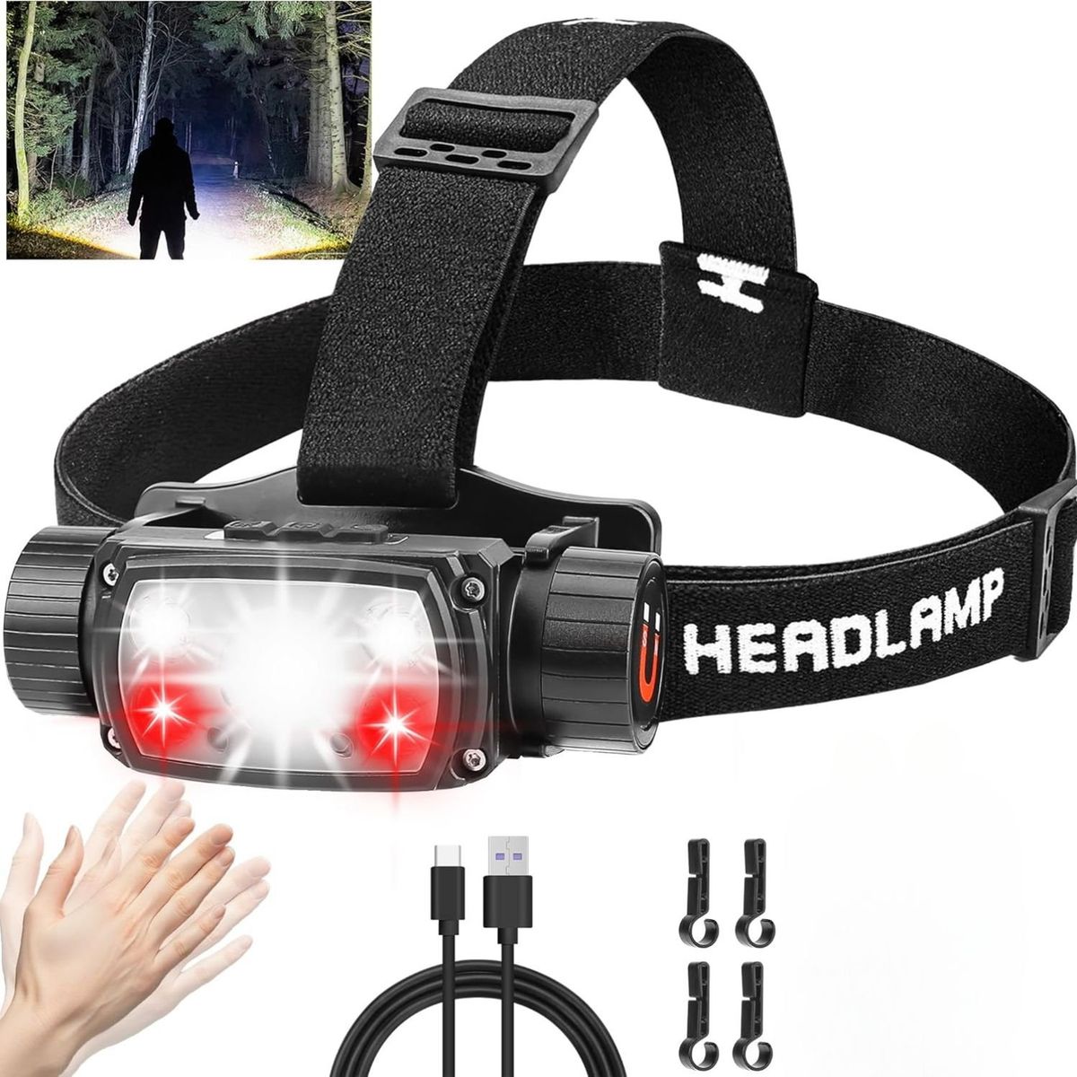 OEM - Linterna frontal recargable profesional potente y resistente al agua