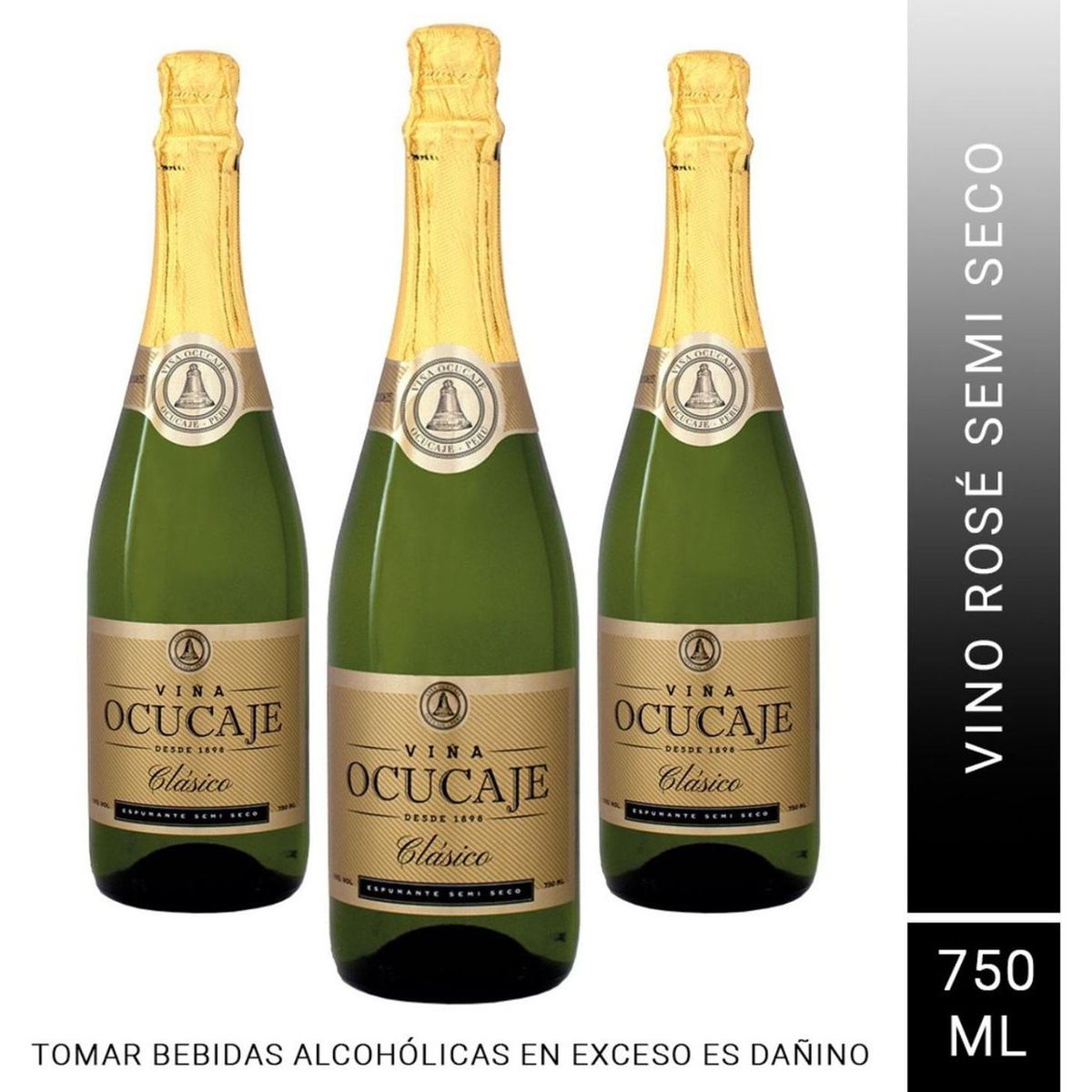 OCUCAJE - Pack x3 Vino Clasico Espumante 750 ml
