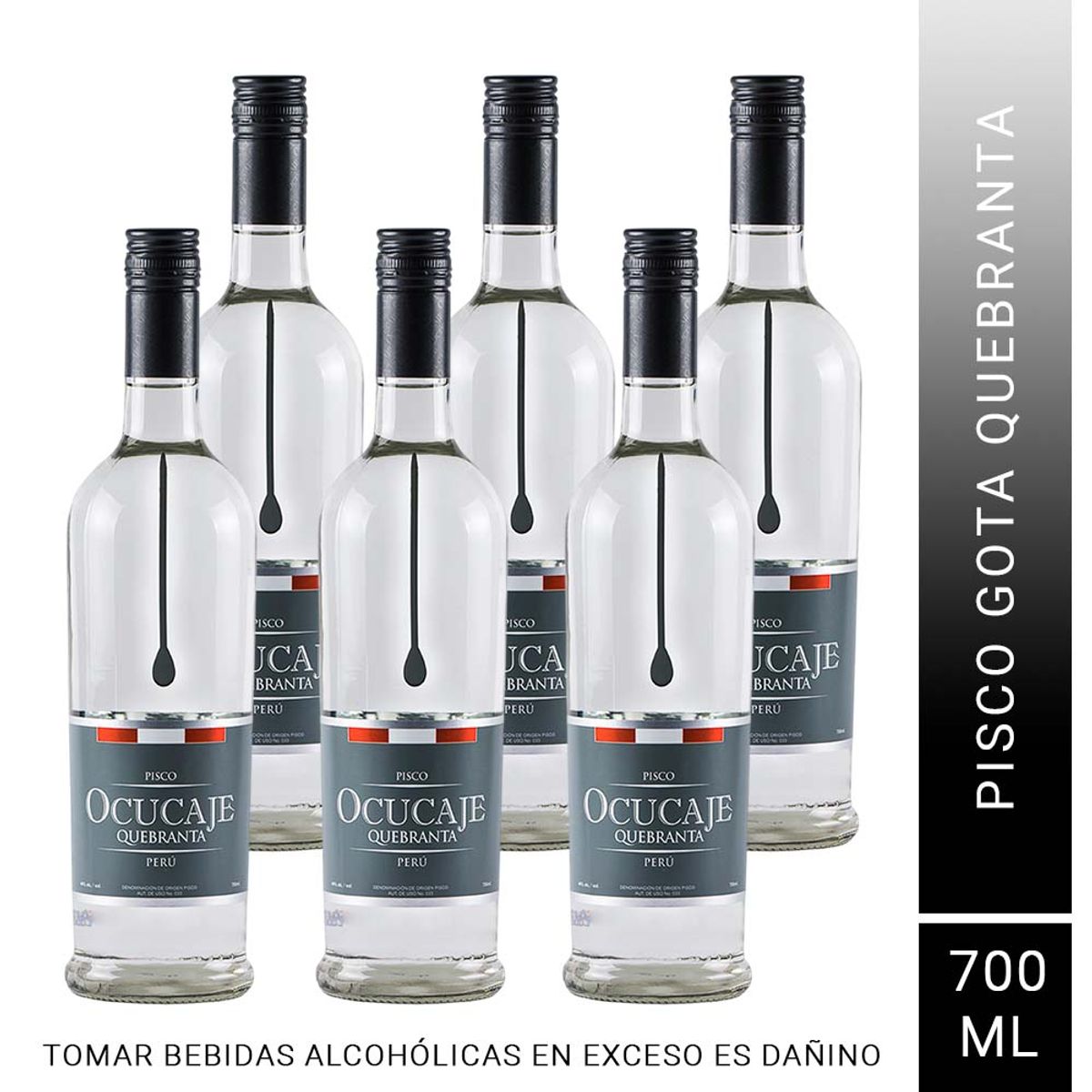 OCUCAJE - Pack x6 Pisco Gota Ocucaje Quebranta 700 ml