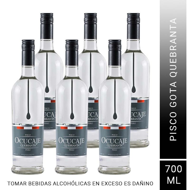 OCUCAJE - Pack x6 Pisco Gota Ocucaje Quebranta 700 ml