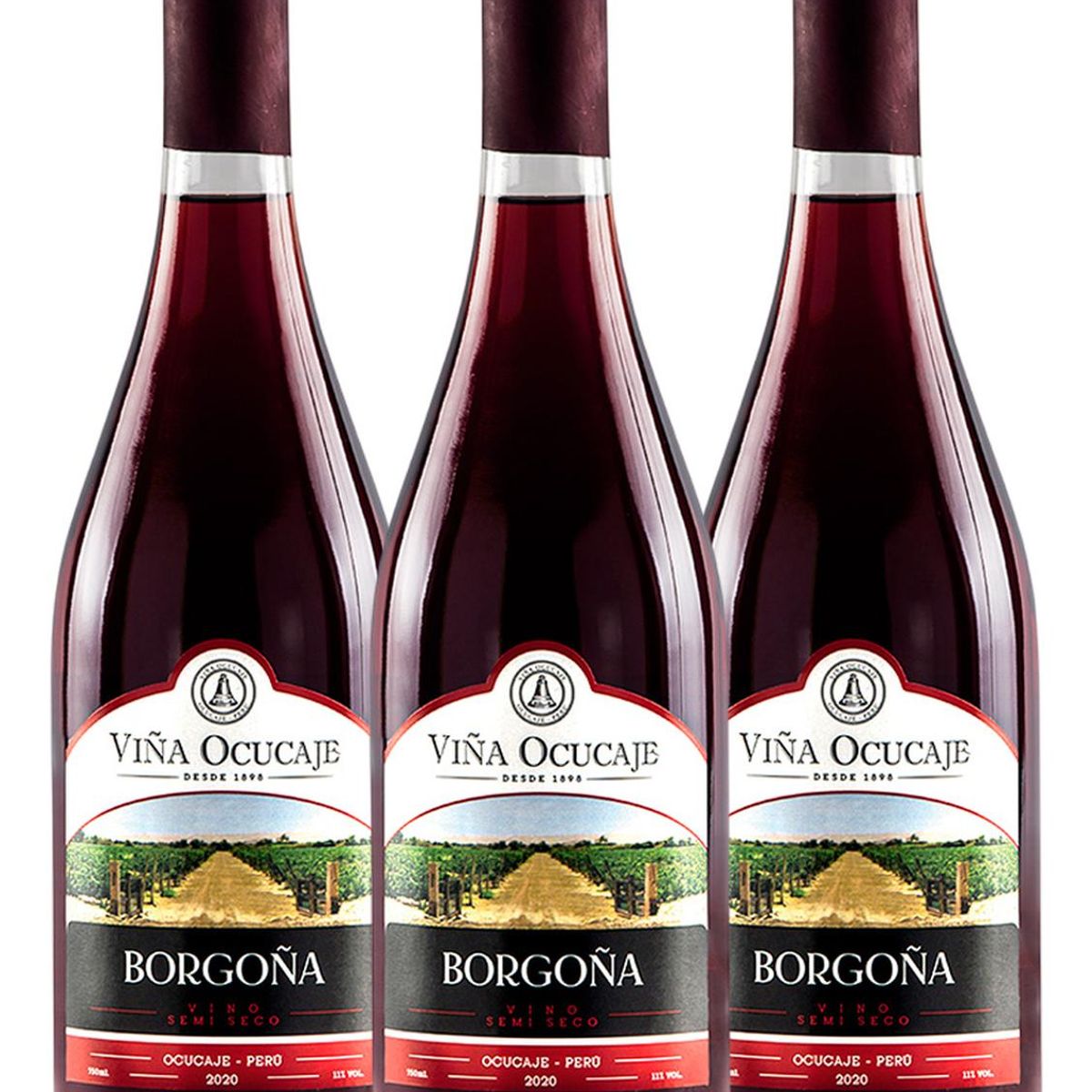 OCUCAJE - Pack X3 Vino Borgoña Ocucaje 750 Ml