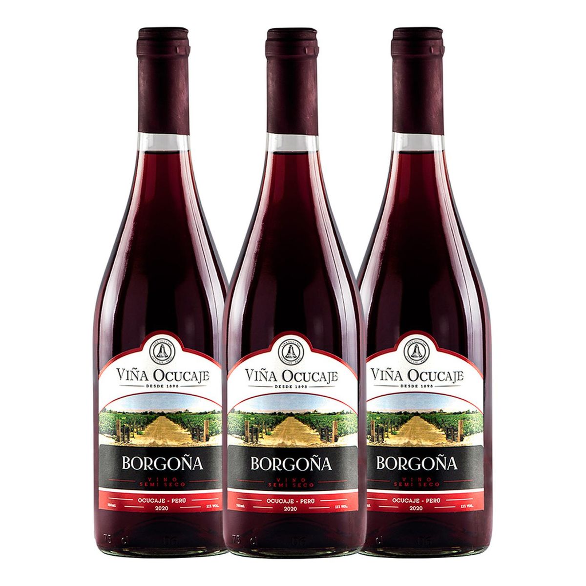 OCUCAJE - Pack X3 Vino Borgoña Ocucaje 750 Ml