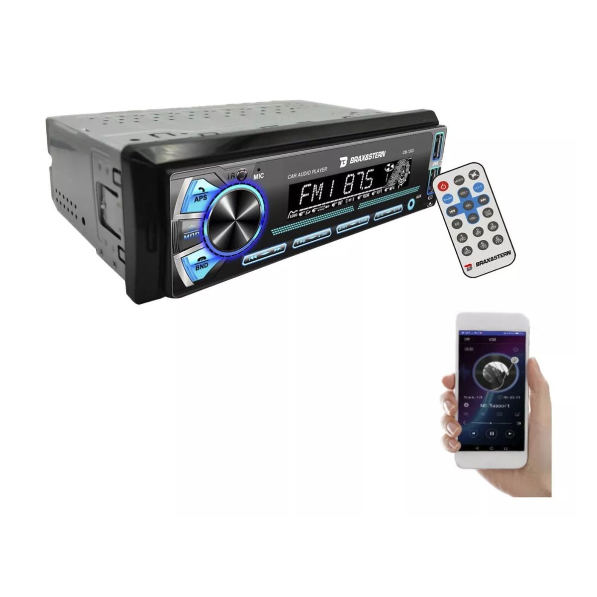 GENERICO - Autoradio Bluetooth AUX Desmontable USBx2 7 Colores BRAX&STERN CM-1303