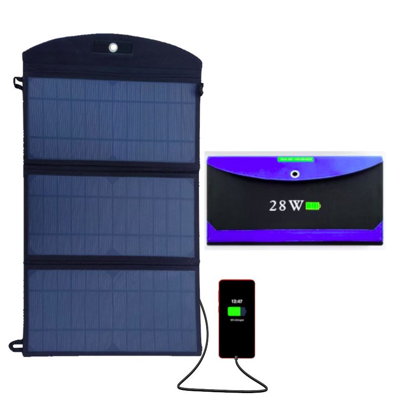 GENERICO - Panel Solar Portatil Plegable 28w Cargador Usb 3 Cuerpos