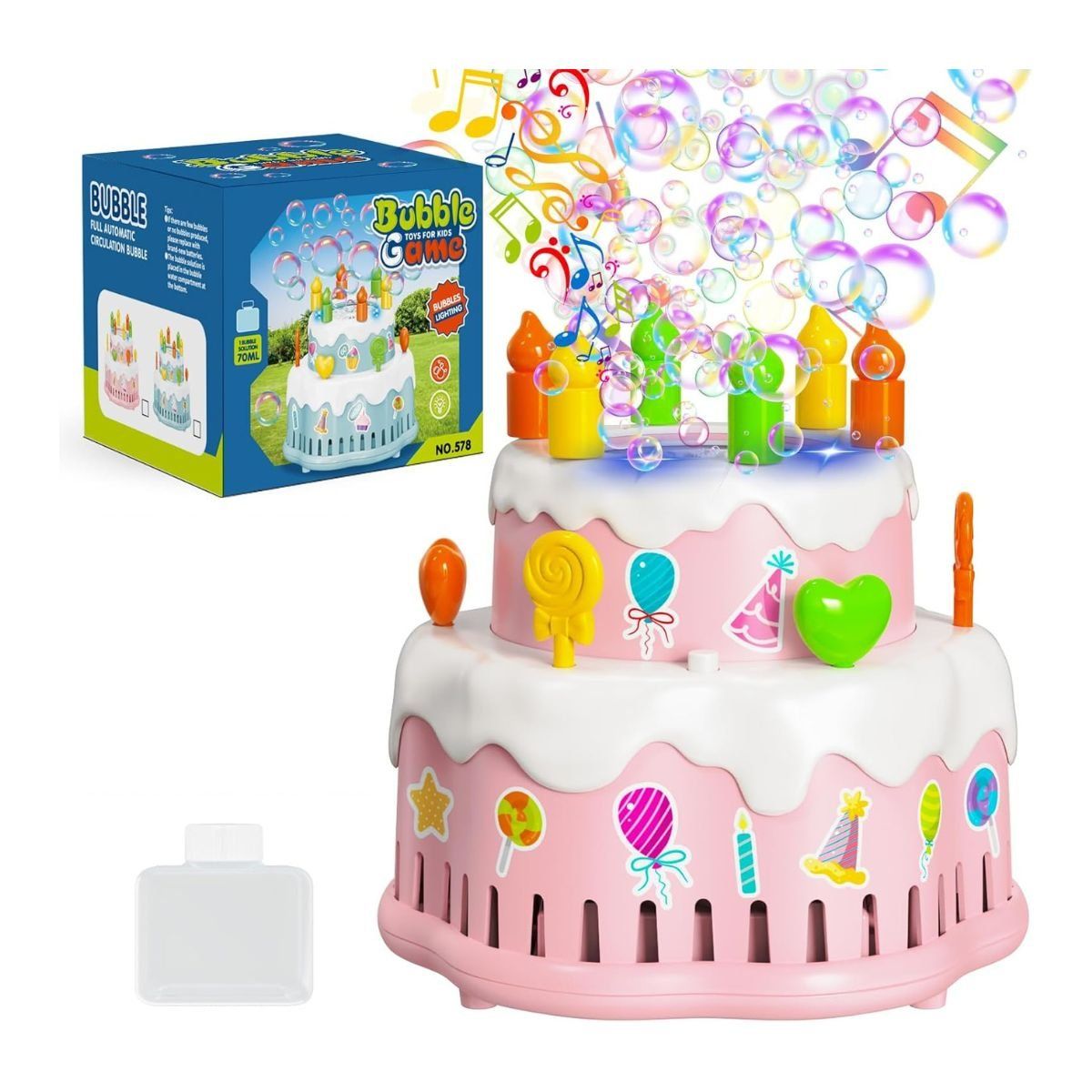 GENERICO - JUGUETE TORTA DE BURBUJAS AUTOMATICA MUSICAL CON LUCES NIÑAS