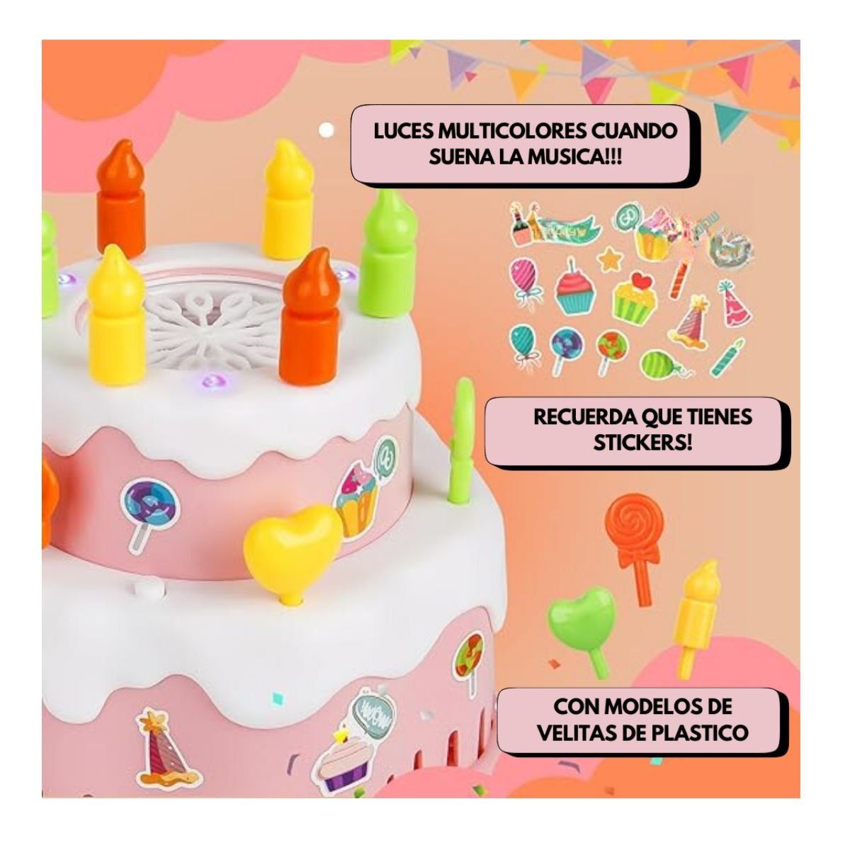 GENERICO - JUGUETE TORTA DE BURBUJAS AUTOMATICA MUSICAL CON LUCES NIÑAS