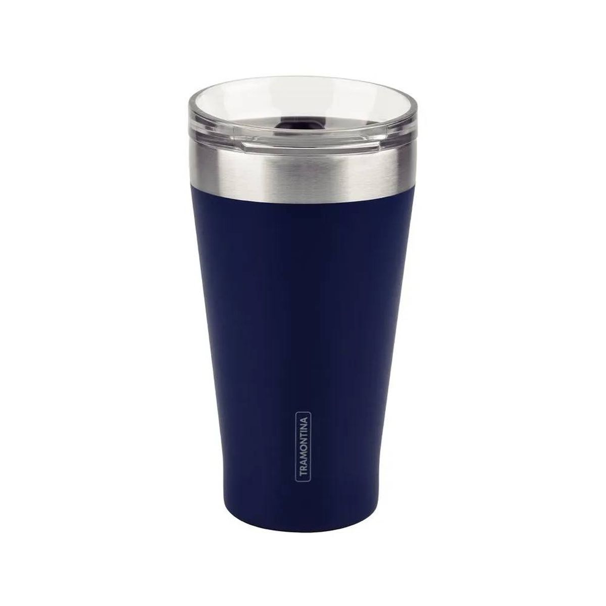 TRAMONTINA - Vaso Térmico de Acero con tapa 500 ml Azul Exata - Tramontina