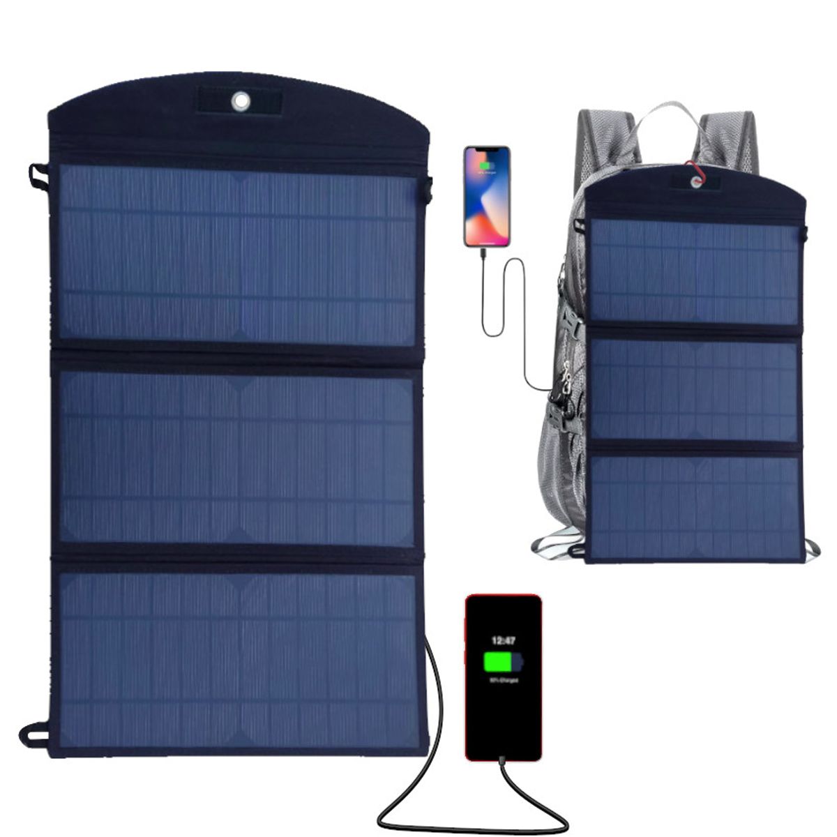 GENERICO - Panel Solar Portatil 5v 63 Cm Cel Powerbank Linterna Tablet