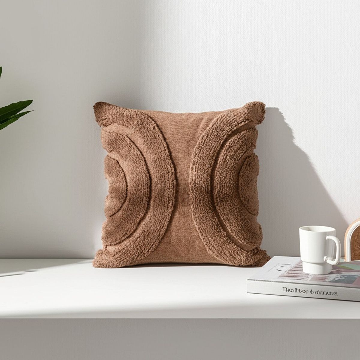 GENERICO - Cojin Chocolate Boho Arcoiris En Peluche 50 X 50 Cm