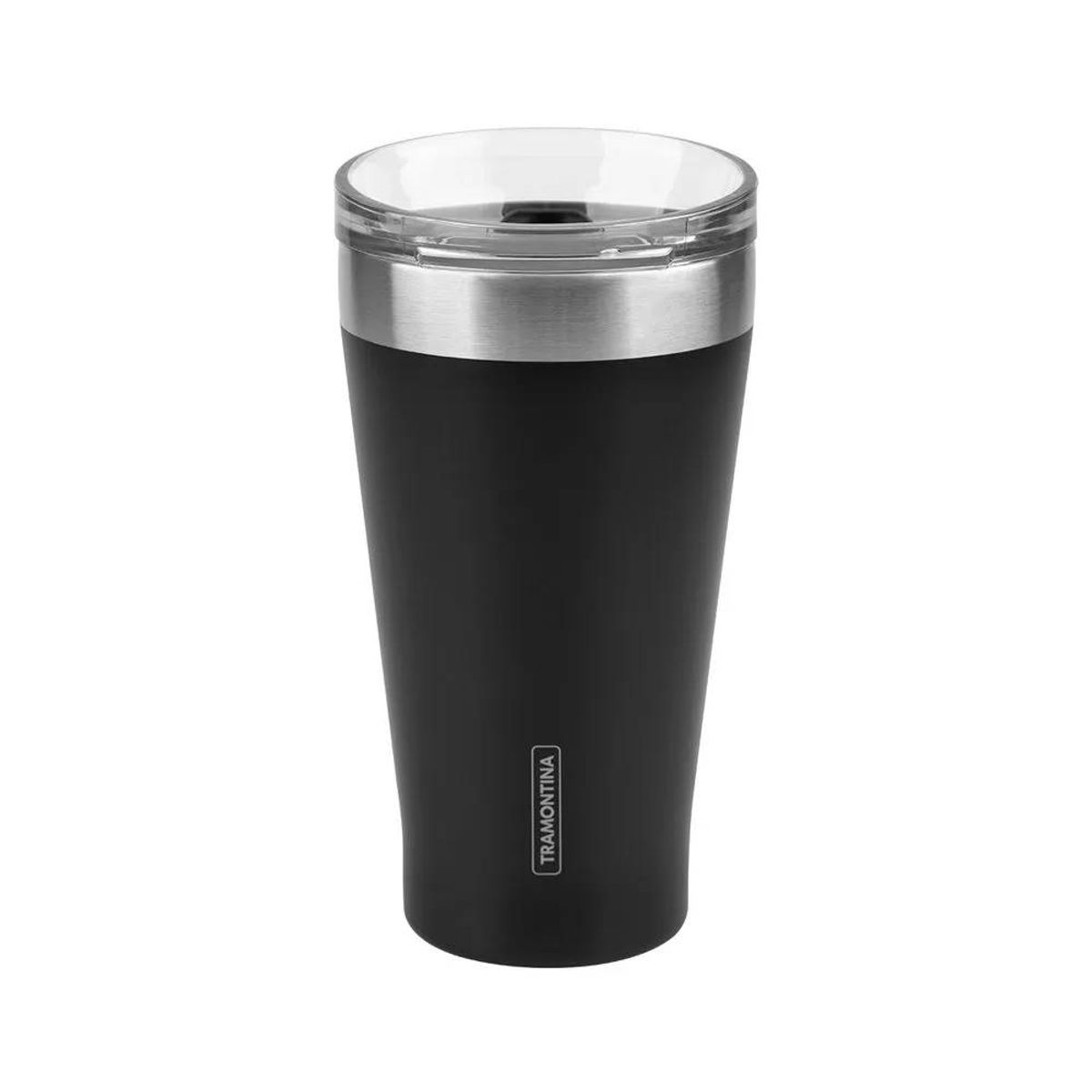 TRAMONTINA - Vaso Térmico con tapa 550 ml Negro Exata - Tramontina