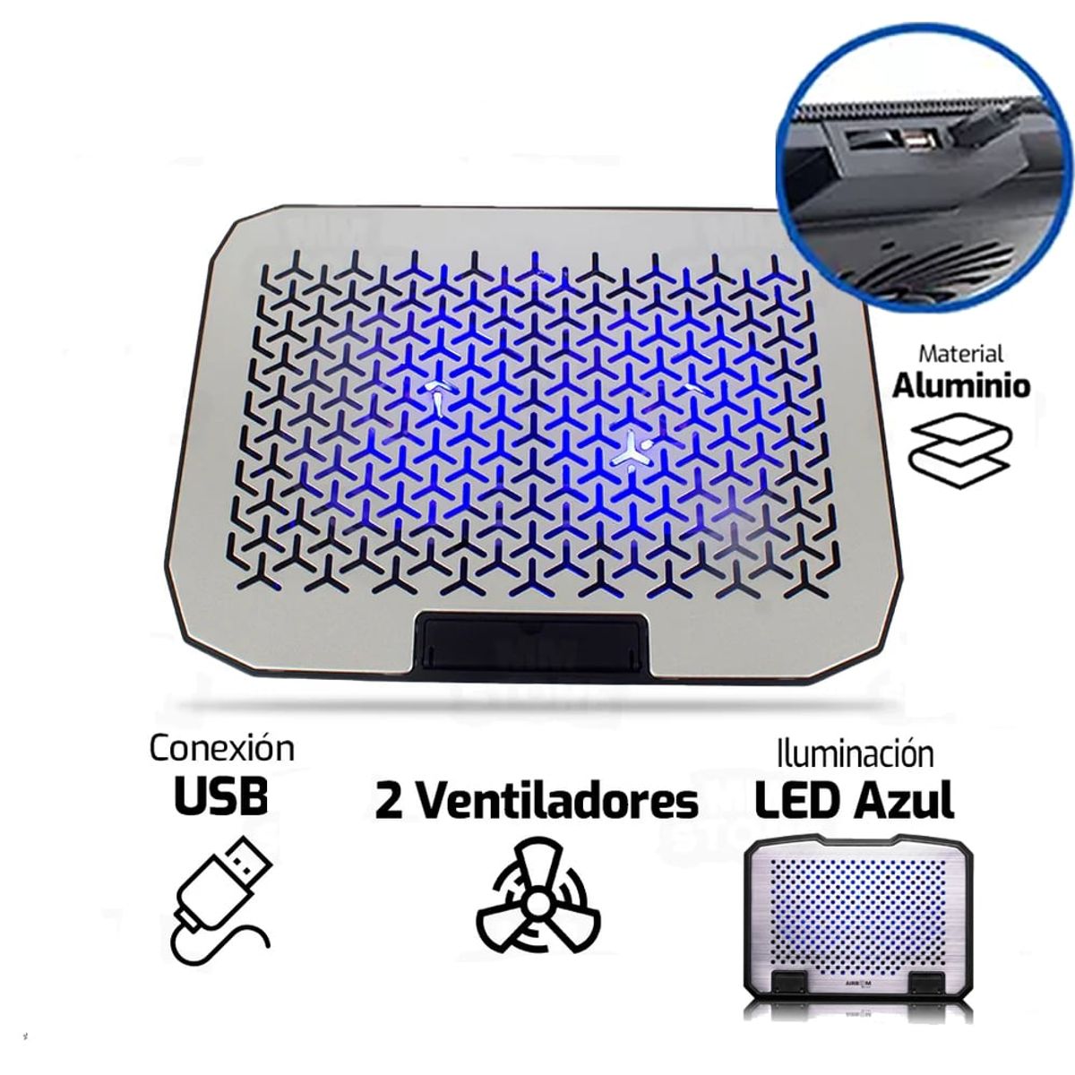 HALION - Cooler Gamer Cybercool Ha-80 Aluminio 2 Ventiladores 15.6