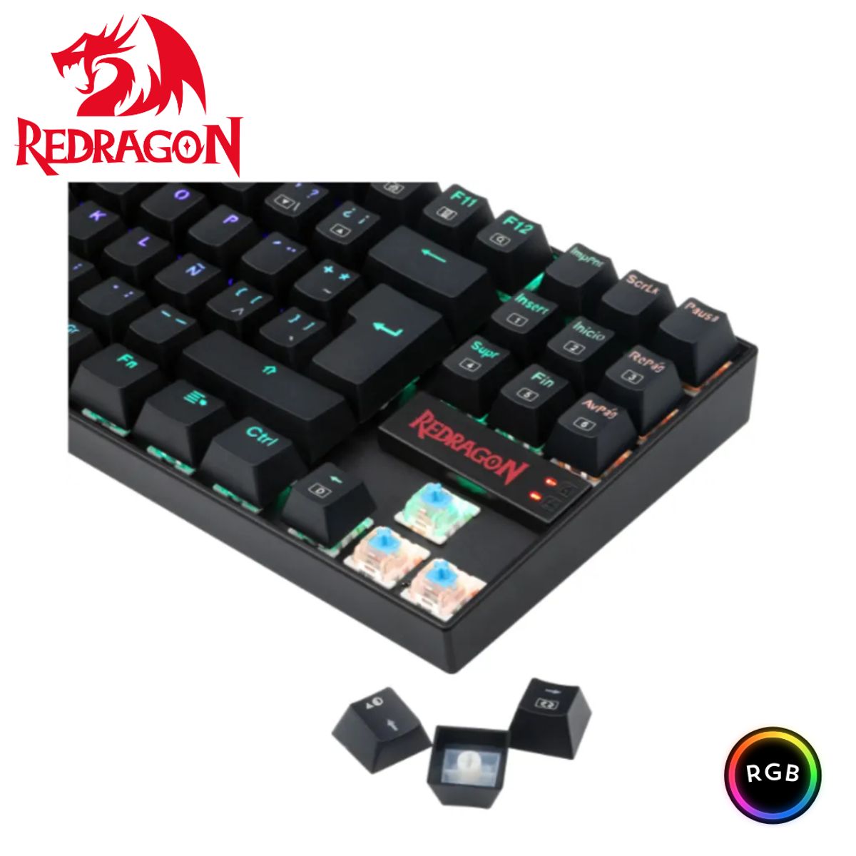 REDRAGON - teclado Redragon   KUMARA K552RGB  black BLUE SWITCH Español