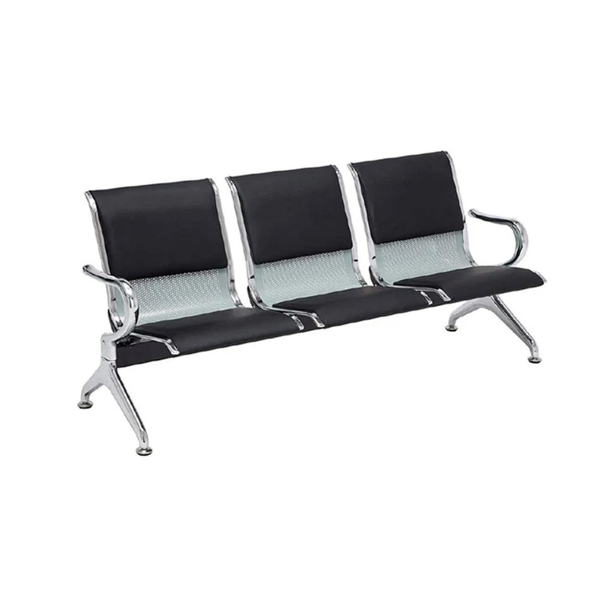 OFIDEAS - Butaca De Espera Negro 3 Cuerpos-Tandem Aeropuerto Semi Tapiz Ofideas