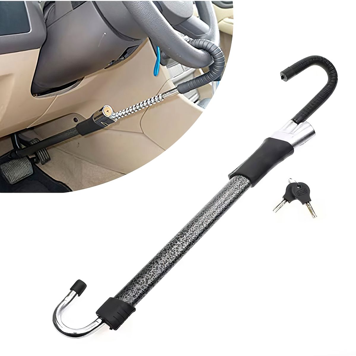 GENERICO - Bastón de Seguridad Anti Robo Timón Pedal Pesada