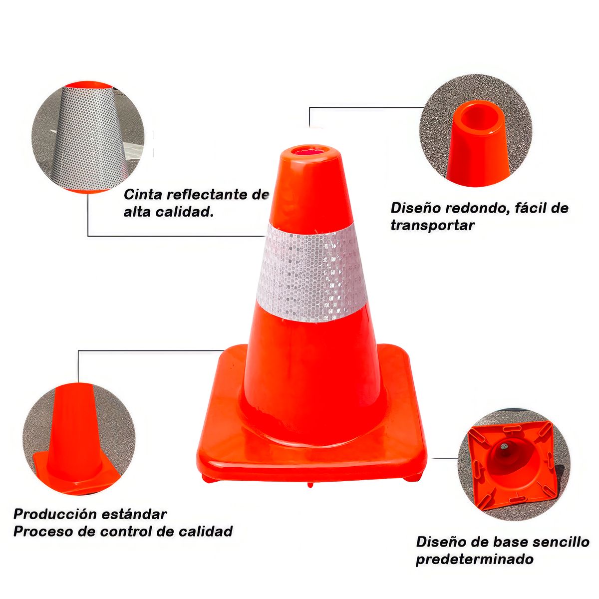 GENERICO - Cono de Seguridad PVC 30cm Reflectivo Flexible