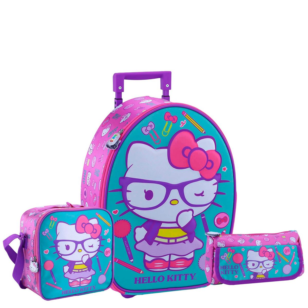 SCOOL - SET MOCHILA HELLO KITTY OFICIO MALETA CARTUCHERA LONCHERA NIÑAS SCOOL