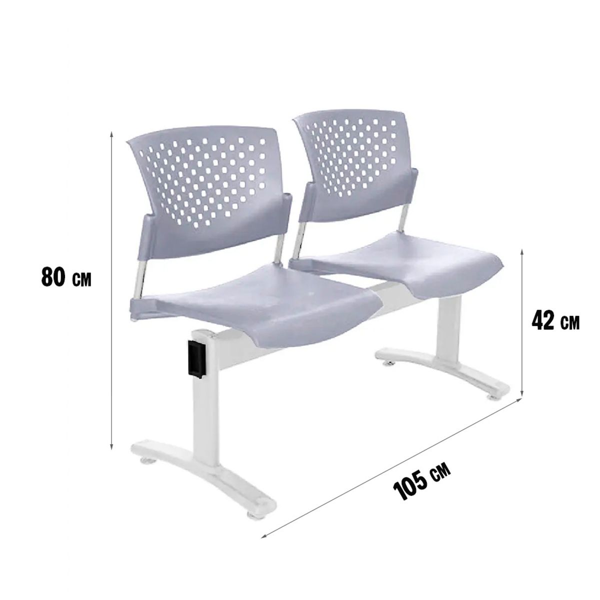 OFIDEAS - Banqueta de Espera - Tandem Butterfly 2 Asientos Color Gris Ofideas