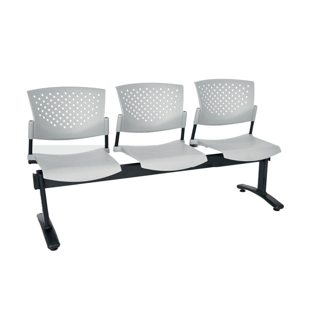 OFIDEAS - Banqueta De Espera Butterfly 3 Asientos Gris Estructura Negro Ofideas