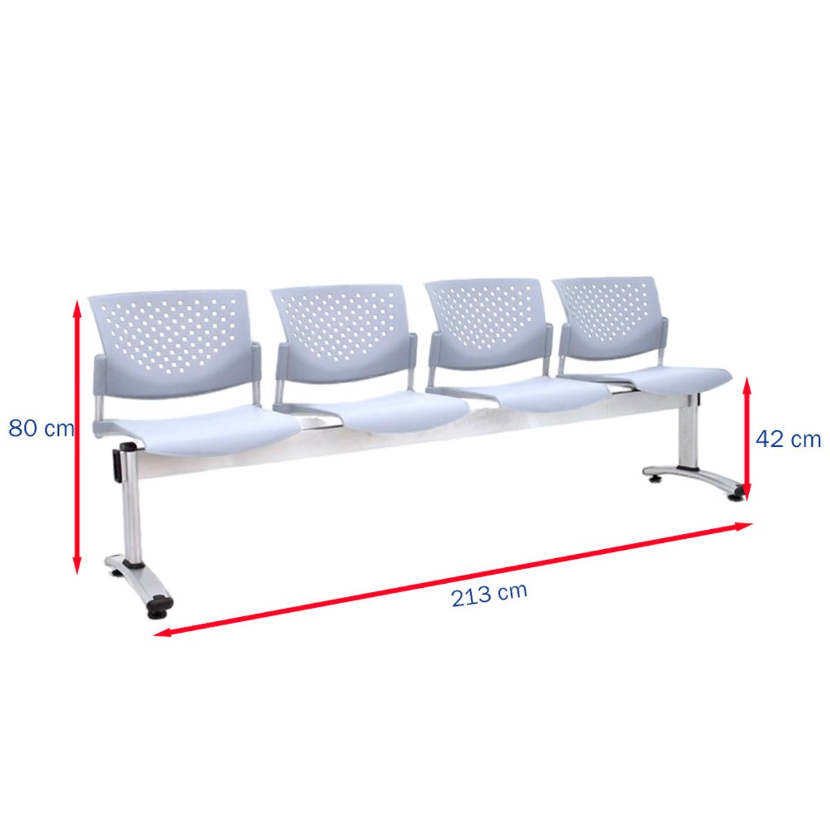 OFIDEAS - Banqueta De Espera Butterfly 4 Asientos Gris Estructura Gris Ofideas