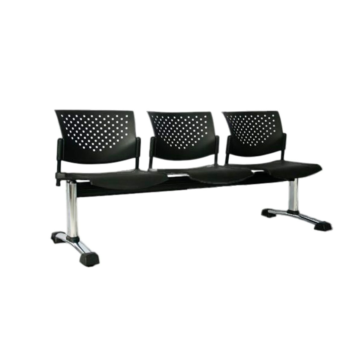 OFIDEAS - Banqueta De Espera Butterfly 3 Asientos Negro Estructura Gris Ofideas